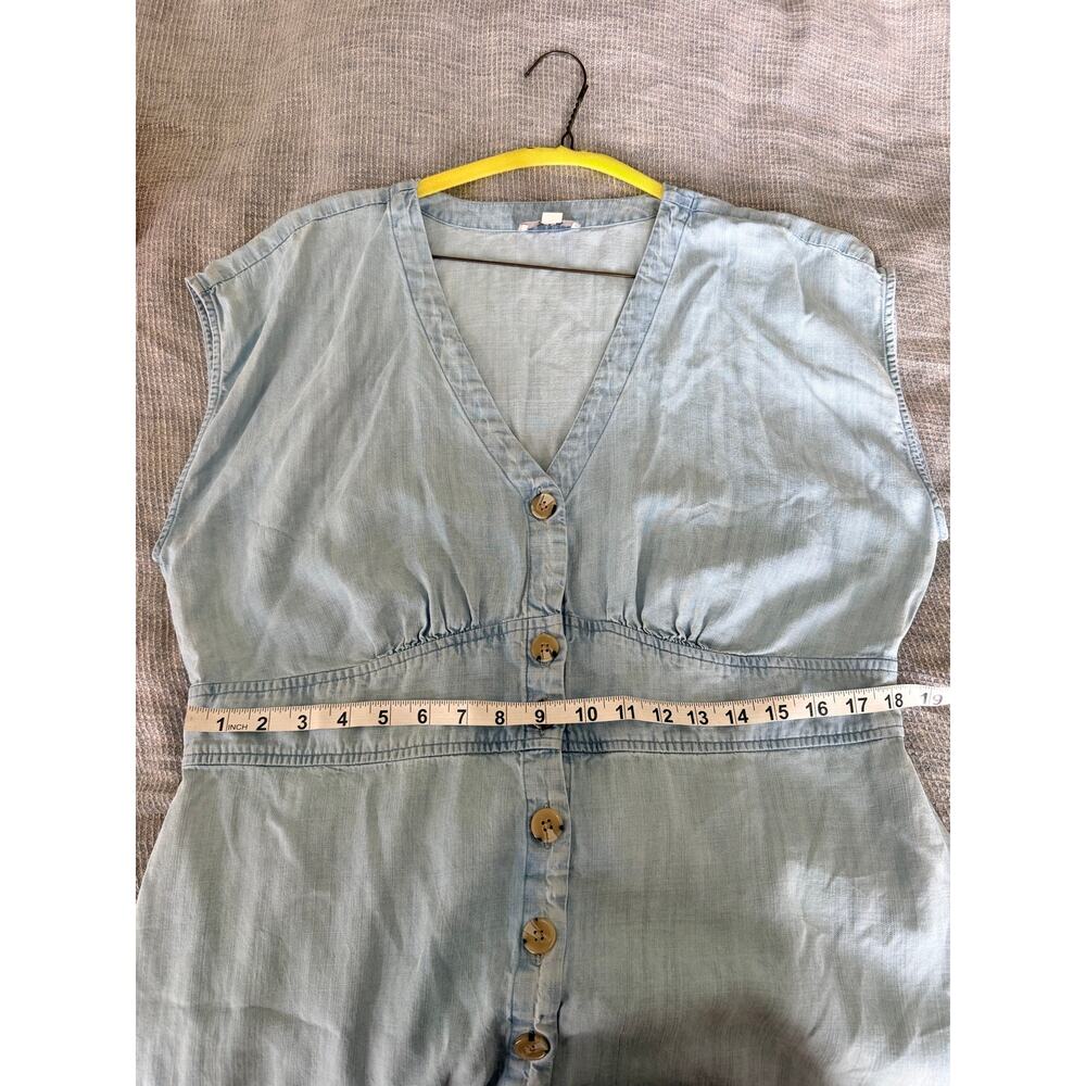 LOFT Chambray Button-Front Flare Dress - Size 16 Lyocell - Picture 9 of 10